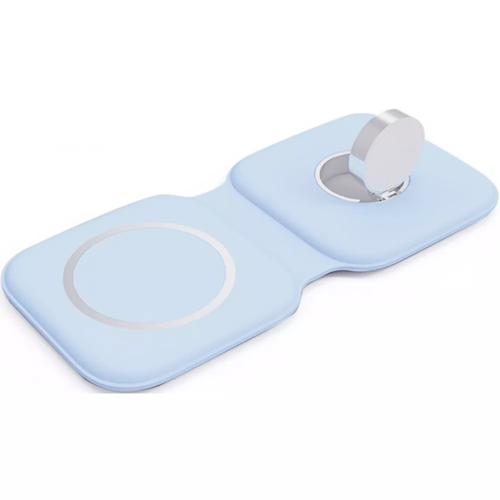 Chargeur sans fil 15W pliable 3 en 1 pour iPhone, AirPods & Apple Watch - Bleu clair