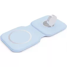 Chargeur sans fil 15W pliable 3 en 1 pour iPhone, AirPods & Apple Watch - Bleu clair