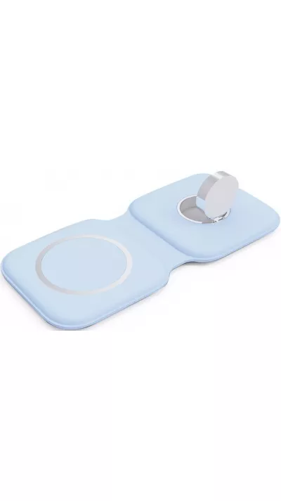 Chargeur sans fil 15W pliable 3 en 1 pour iPhone, AirPods & Apple Watch - Bleu clair