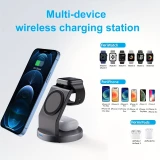 15W Magnetisches kabelloses Ladegerät 3-in-1 Schnelllade Station für iPhone, Apple Watch, AirPods - Schwarz
