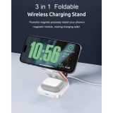 Chargeur sans fil magn&eacute;tique 3 en 1 15W support pliable pour iPhone / Apple Watch / AirPods avec port USB-C - Noir