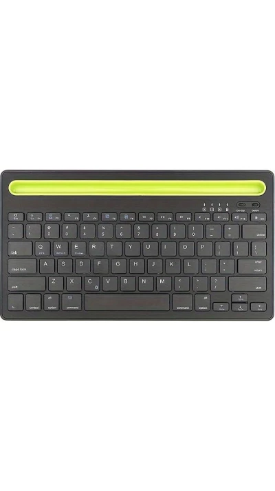 Ultradünne kabellose Bluetooth 3.0 Tastatur Android & iOS aufladbar USB & Multi Verbindungs Switch (QWERTY) - Schwarz