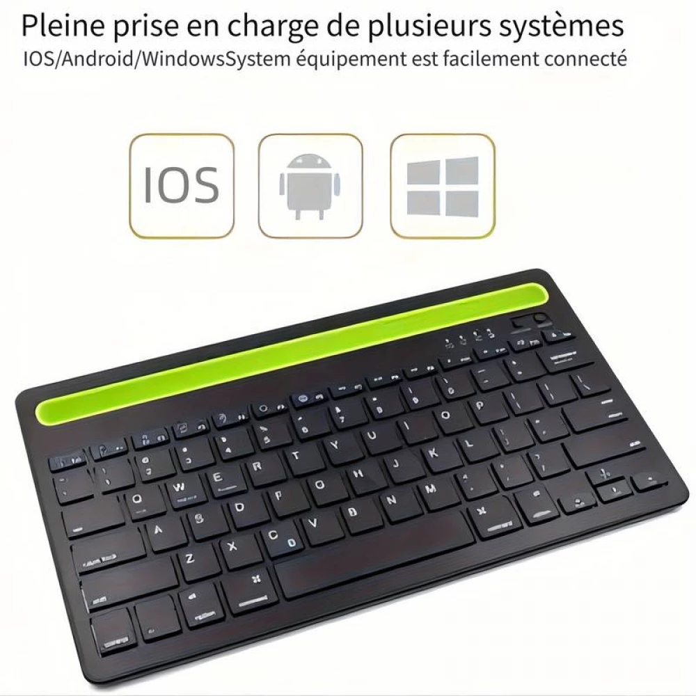 Ultradünne kabellose Bluetooth 3.0 Tastatur Android & iOS aufladbar USB & Multi Verbindungs Switch (QWERTY) - Schwarz