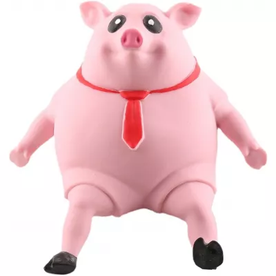 Cochon drôle en silicone anti-stress malléable et élastique Squeeze - Rose