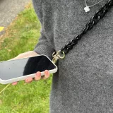 Universal Umhängekette Befestigung für Hülle/Case Telefon bunte Kette (Mittellang) - Schwarz