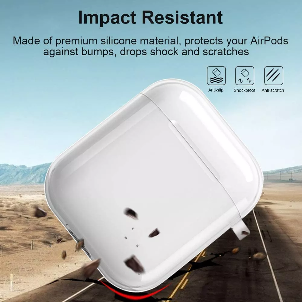 Coque AirPods Pro - Gel transparent Silicone avec mousqueton - Transparent