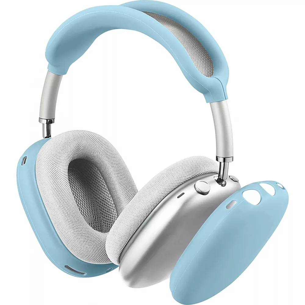 AirPods Max Case Hülle - Flexibles weiches Silikon mit Kopfband - Blau