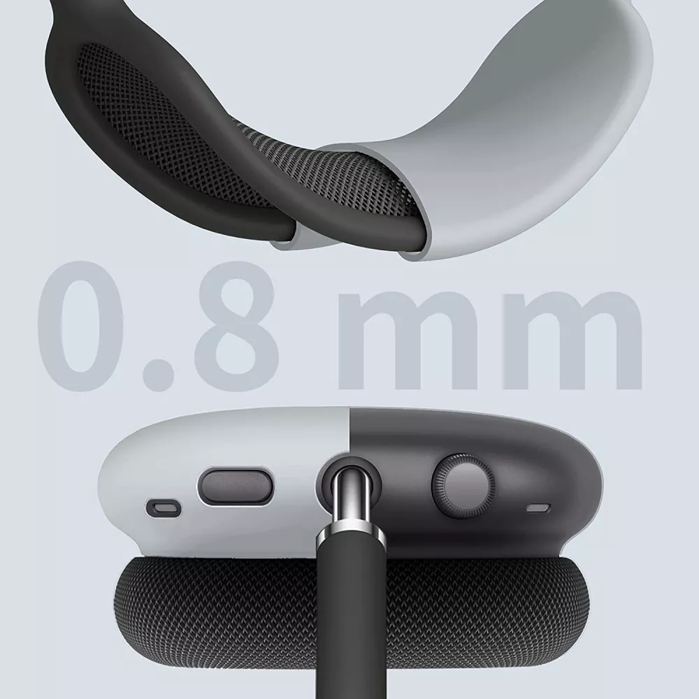 AirPods Max Case Hülle - Flexibles weiches Silikon mit Stirnband - Grau