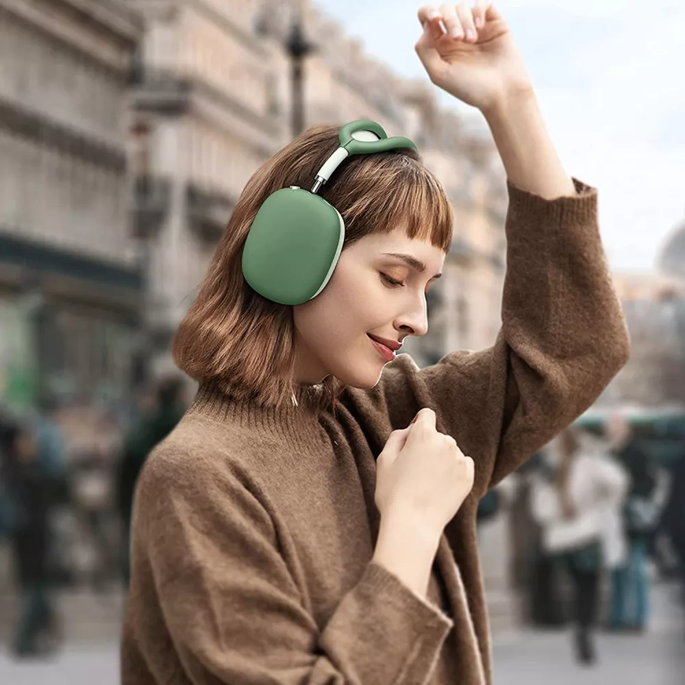 AirPods Max Case Hülle - Flexibles weiches Silikon mit Stirnband - Grün