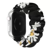 Bracelet tissu chouchous fleurs noir - Apple Watch 38/40/41/42 mm