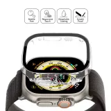 Coque Apple Watch Ultra 49 mm - Coque en plastique rigide avec vitre de protection Tempered Glass intégrée - Transparent