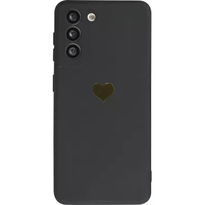 Coque Samsung Galaxy S20 FE - Silicone Mat Coeur doré - Noir
