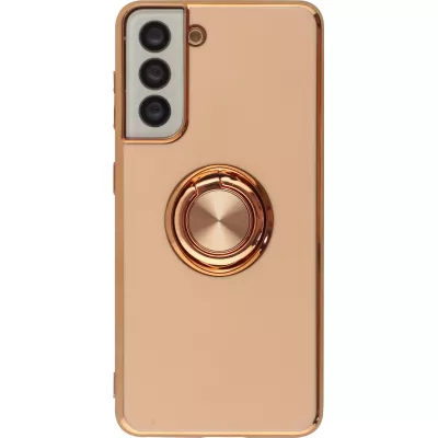 Coque Samsung Galaxy S25 - Gel Bronze avec anneau - Rose