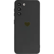 Samsung Galaxy S21 5G Case Hülle - Silikon Mat Herz gold - Schwarz