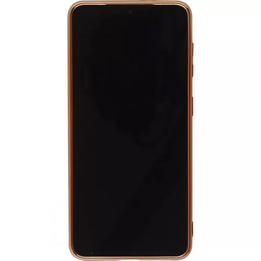 Hülle Samsung Galaxy S21 Ultra 5G - Gummi Bronze mit Ring - Rosa