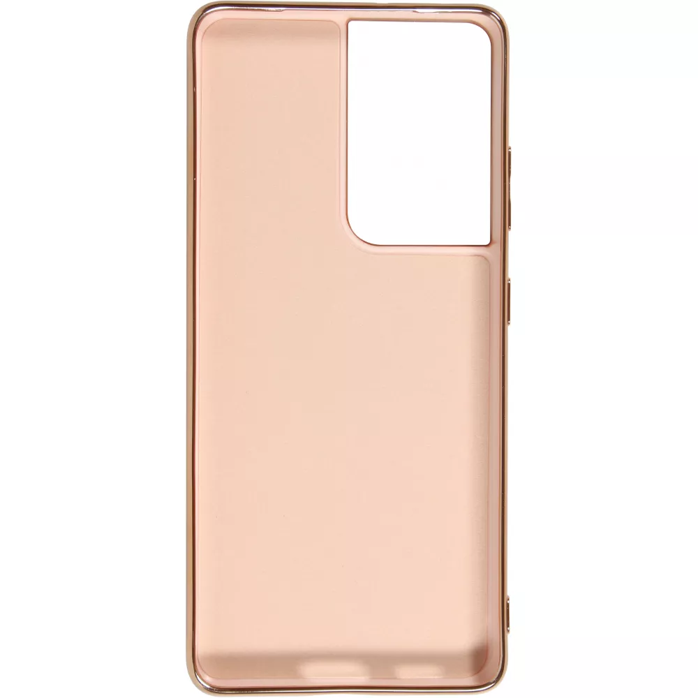 Hülle Samsung Galaxy S21 Ultra 5G - Gummi Bronze mit Ring - Rosa