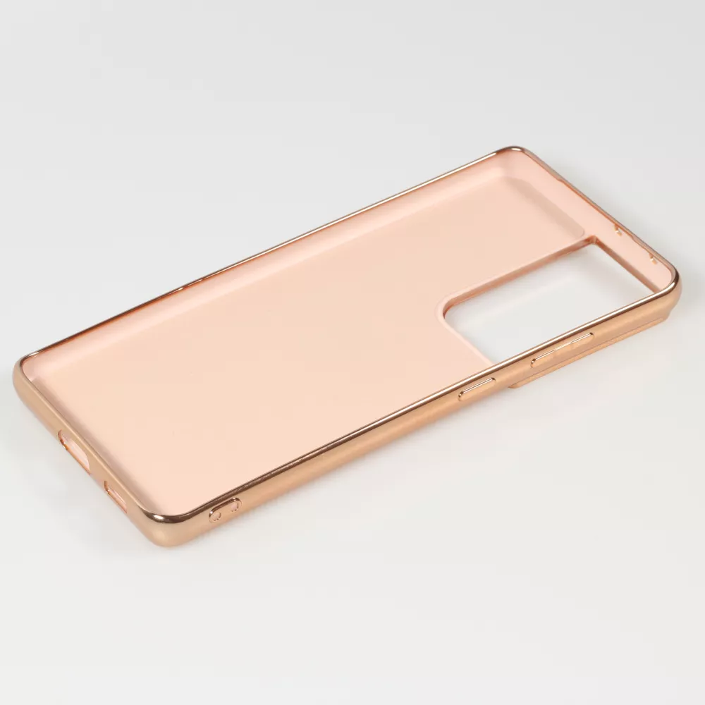 Hülle Samsung Galaxy S21 Ultra 5G - Gummi Bronze mit Ring - Rosa