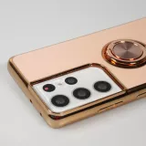 Hülle Samsung Galaxy S21 Ultra 5G - Gummi Bronze mit Ring - Rosa