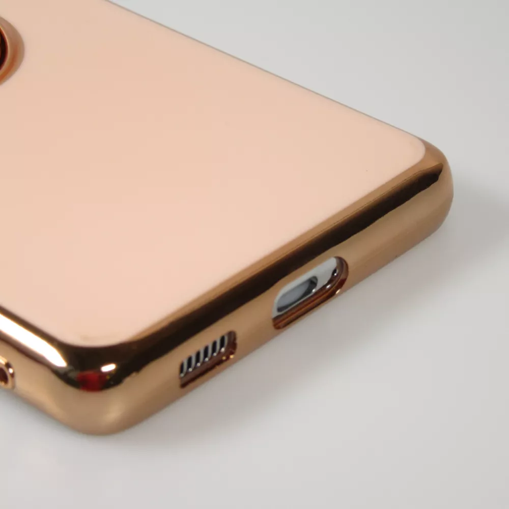 Hülle Samsung Galaxy S21 Ultra 5G - Gummi Bronze mit Ring - Rosa