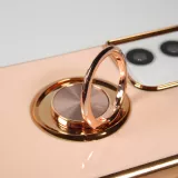 Hülle Samsung Galaxy S21 Ultra 5G - Gummi Bronze mit Ring - Rosa