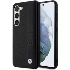 Coque Samsung Galaxy S23+ - BMW Signature Collection avec bandeau en cuir véritable et logo métallique - Noir