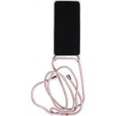 Hülle Samsung Galaxy A17 - Gummi transparent mit Seil Gold - Rosa