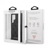 Coque Samsung Galaxy S24 Ultra - Guess toile similicuir monogramme logo métallique doré avec pendentif charm - Noir