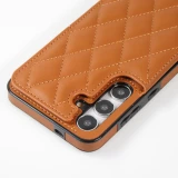 Coque Samsung Galaxy S24+ - Etui en silicone avec surface en similicuir et porte-monnaie pliable - Brun