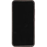 Coque Samsung Galaxy S24 - Cuir de veau luxe grain&eacute; int&eacute;gral avec boutons m&eacute;talliques et MagSafe - Brun fonc&eacute;
