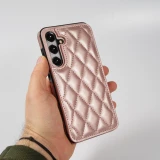 Coque Samsung Galaxy S24 - Etui en silicone avec surface en similicuir et porte-monnaie pliable - Rose