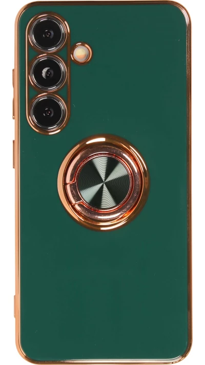 Coque Samsung Galaxy S26+ - Gel Bronze avec anneau - Vert foncé