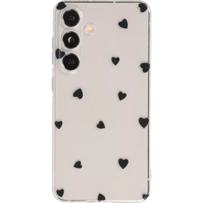 Coque Samsung Galaxy S26 - Gel petit coeur transparent - Noir