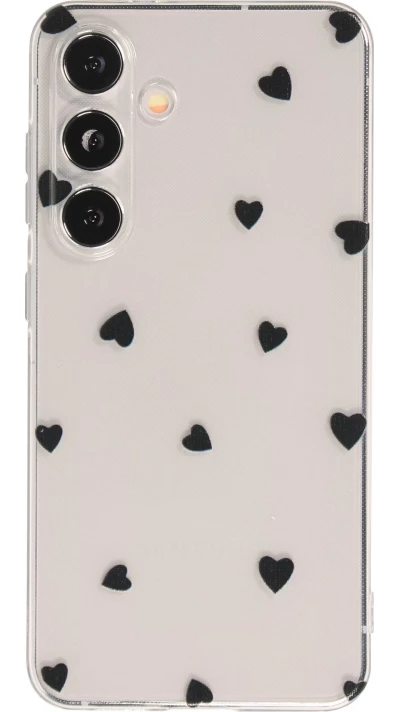 Coque Samsung Galaxy S26+ - Gel petit coeur transparent - Noir