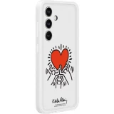 Coque Samsung Galaxy S24 - Samsung Keith Haring illustration cœur et bord silicone blanc - Blanc