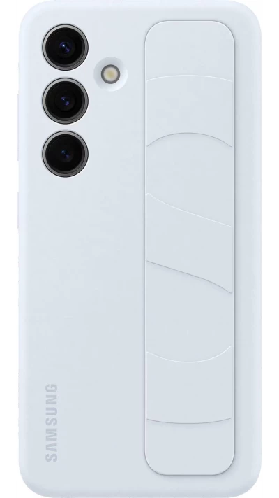 Coque Samsung Galaxy S24 - Samsung officielle en silicone soft touch avec support amovible intégré - Bleu clair