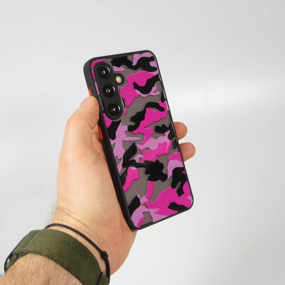 Coque Samsung Galaxy S24+ - Semi Transparent blurry Design Camouglage - Violet