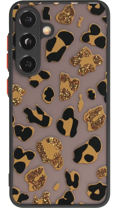 Galaxy S24 Case H&uuml;lle - Semi Transparent blurry Design Leopard - Gold