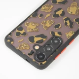 Coque Samsung Galaxy S24 - Semi Transparent blurry Design Leopard - Or