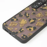 Coque Samsung Galaxy S24 - Semi Transparent blurry Design Leopard - Or