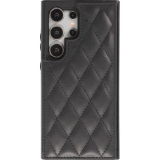 Coque Samsung Galaxy S24 Ultra - Etui en silicone avec surface en similicuir et porte-monnaie pliable - Noir