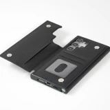 Coque Samsung Galaxy S24 Ultra - Etui en silicone avec surface en similicuir et porte-monnaie pliable - Noir