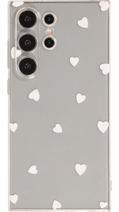 Coque Samsung Galaxy S24 Ultra - Gel petit coeur transparent - Blanc