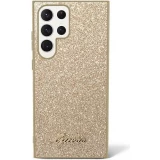 Coque Samsung Galaxy S24 Ultra - Guess paillettes or avec logo en m&eacute;tal dor&eacute; - Or