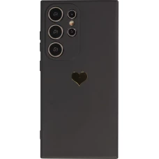 Coque Samsung Galaxy S26 Ultra - Silicone Mat Coeur doré - Noir