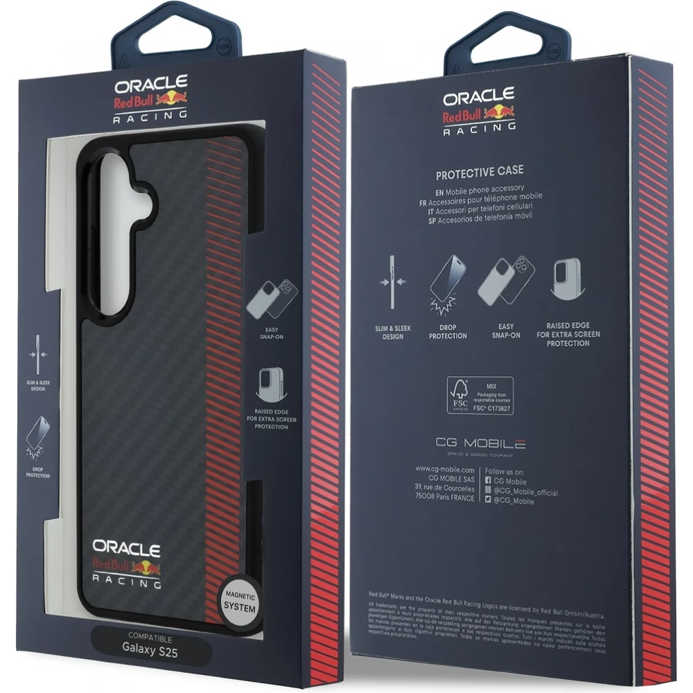Galaxy S25+ Case H&uuml;lle - Red Bull Racing Carbon Powerbar MagSafe - Schwarz