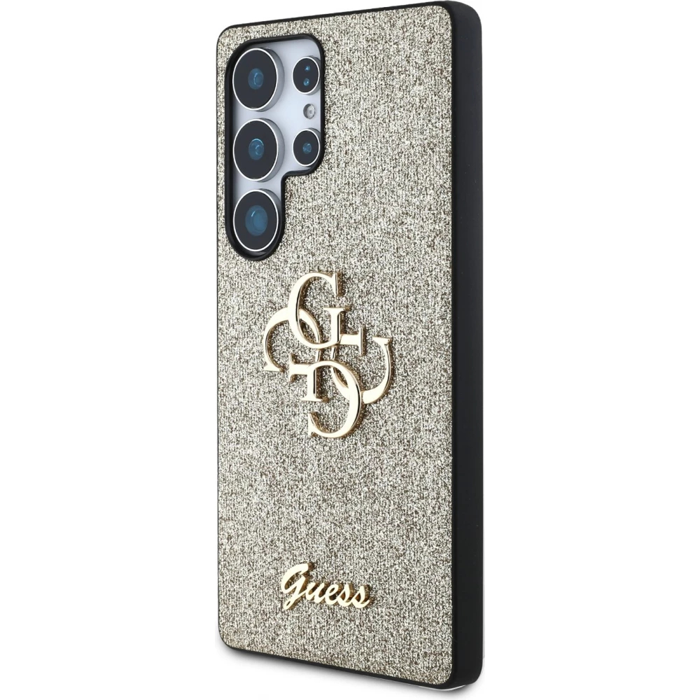 Galaxy S25 Ultra Case H&uuml;lle - Guess Metall-Logo 4G Glitzer Strass - Gold