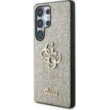 Galaxy S25 Ultra Case H&uuml;lle - Guess Metall-Logo 4G Glitzer Strass - Gold