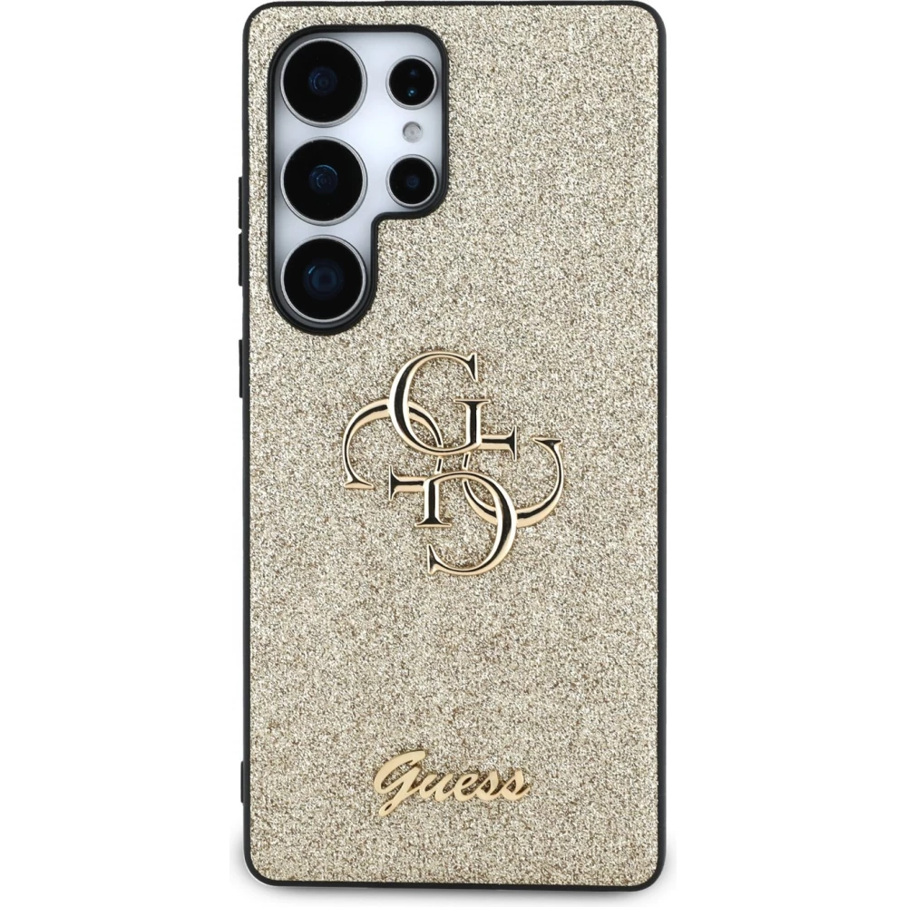 Galaxy S25 Ultra Case H&uuml;lle - Guess Metall-Logo 4G Glitzer Strass - Gold