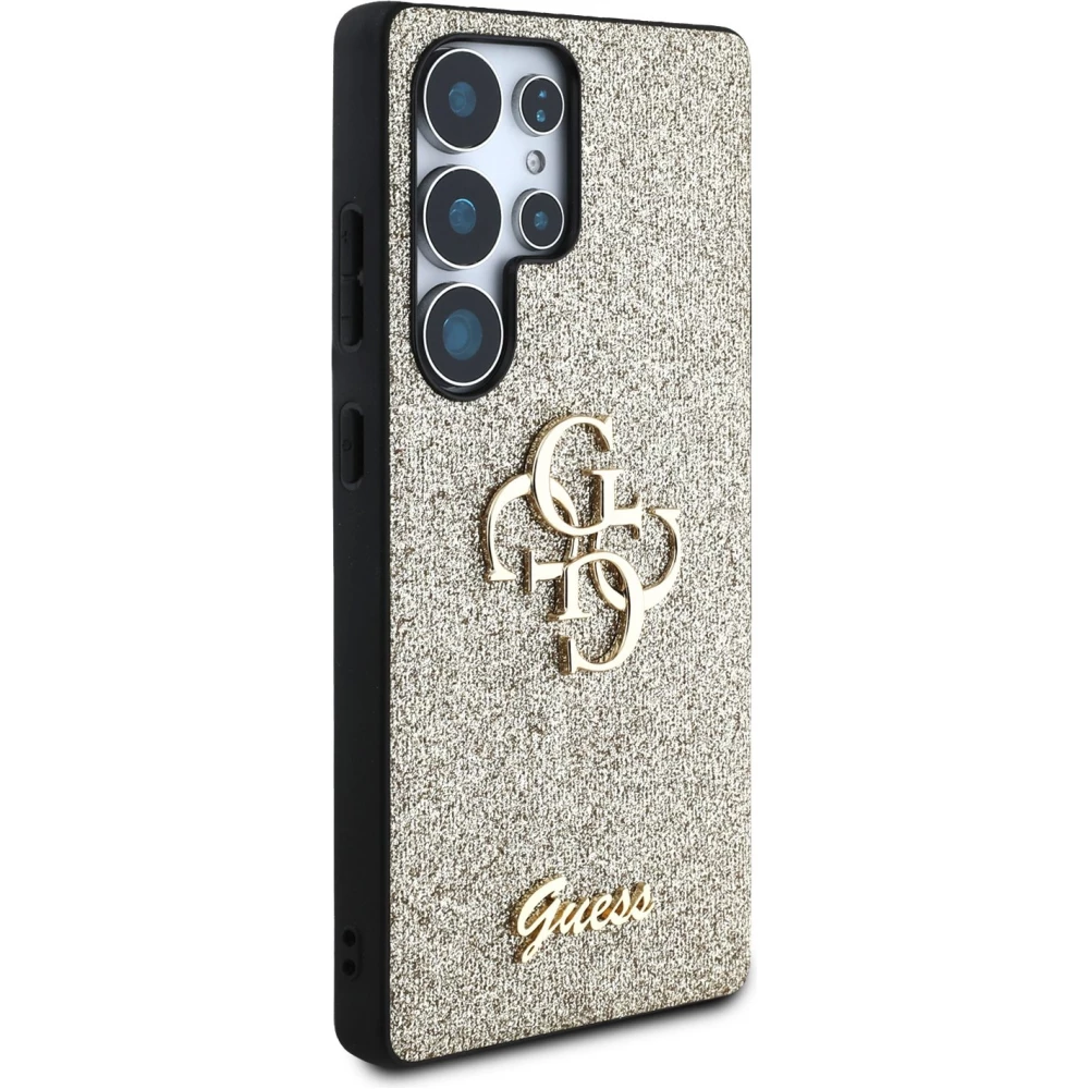 Galaxy S25 Ultra Case H&uuml;lle - Guess Metall-Logo 4G Glitzer Strass - Gold