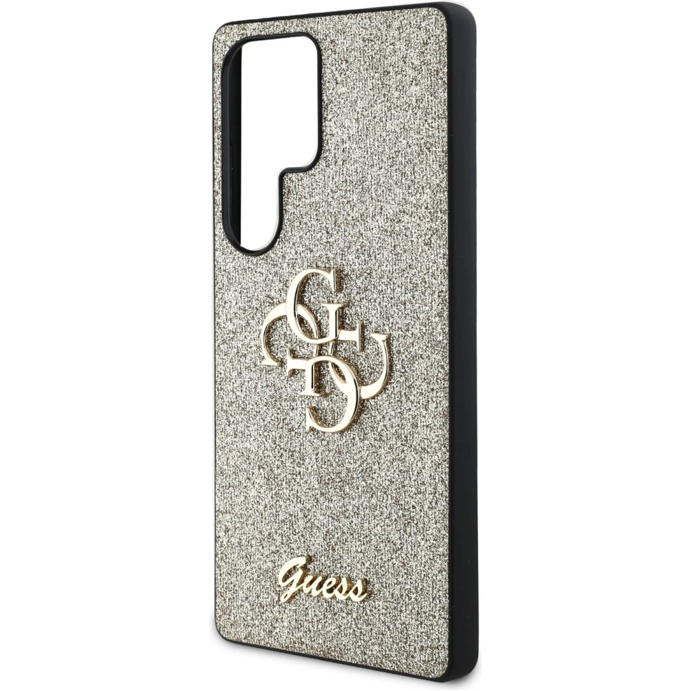 Galaxy S25 Ultra Case H&uuml;lle - Guess Metall-Logo 4G Glitzer Strass - Gold